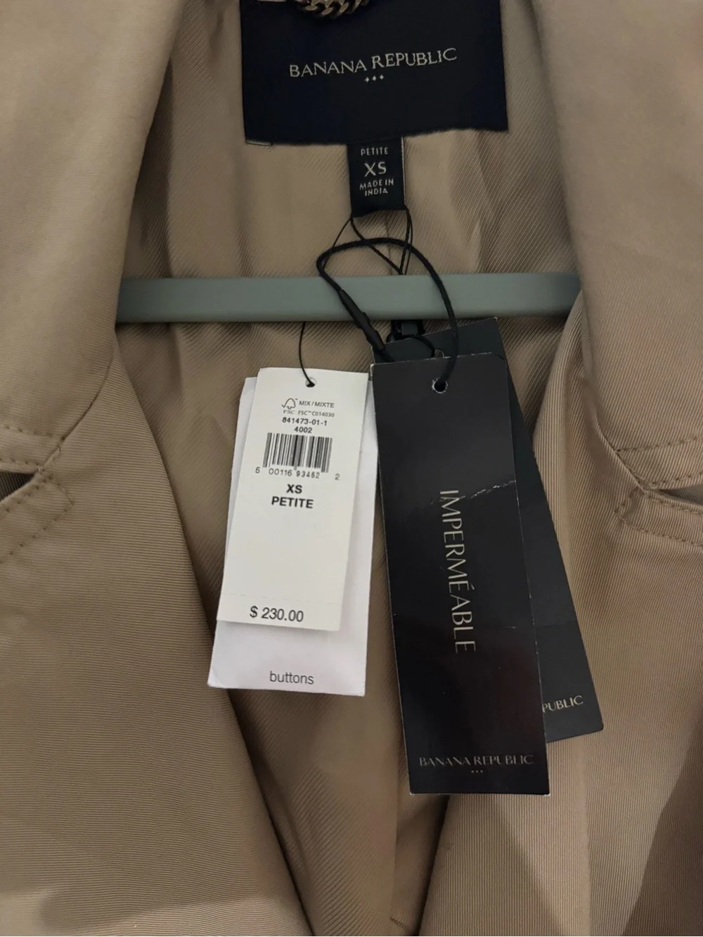 Banana Republic Women's Tan Double-Breasted Trench Coat